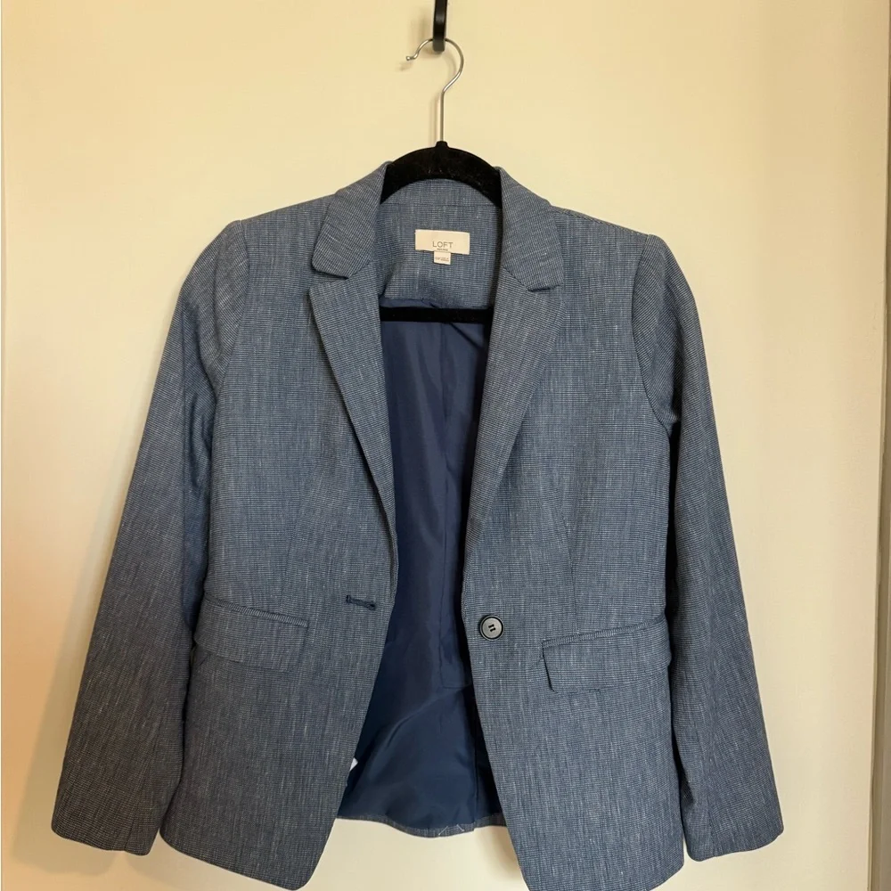 LOFT Textured Blue Jacket - Picture 6 of 7